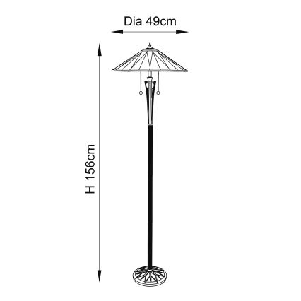 Endon 64041 - Подова лампа Tiffany DARK STAR, 2x E27, 60W, 230V, Ø 49 см