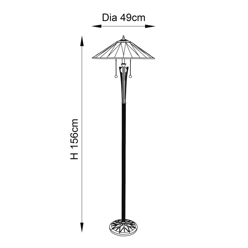 Endon 64041 - Подова лампа Tiffany DARK STAR, 2x E27, 60W, 230V, Ø 49 см