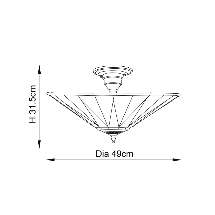 Endon 64043 - Повърхностно монтиран полилей Tiffany DARK STAR 3xE27/60W/230V Ø 49 см
