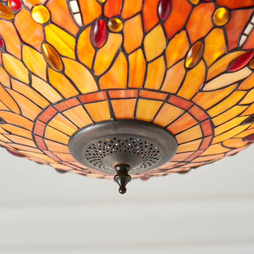 Endon 64076 - Полилей на верига Tiffany DRAGONFLY 3xE27/60W/230V Ø 41 cm