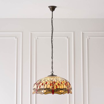 Endon 64079 - Полилей на верига Tiffany DRAGONFLY 3xE27/60W/230V, диаметър 50 см