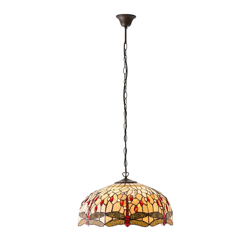 Endon 64079 - Полилей на верига Tiffany DRAGONFLY 3xE27/60W/230V, диаметър 50 см