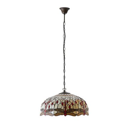 Endon 64079 - Полилей на верига Tiffany DRAGONFLY 3xE27/60W/230V, диаметър 50 см