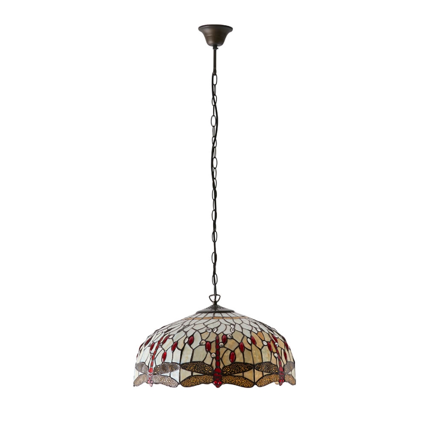 Endon 64079 - Полилей на верига Tiffany DRAGONFLY 3xE27/60W/230V, диаметър 50 см