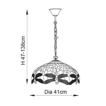 Endon 64080 - Полилей на верига Tiffany DRAGONFLY 3xE27/60W/230V Ø 41 cm