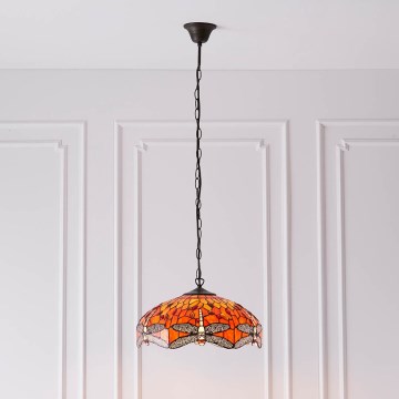 Endon 64081 - Полилей на верига Tiffany DRAGONFLY 3xE27/60W/230V Ø 41 см