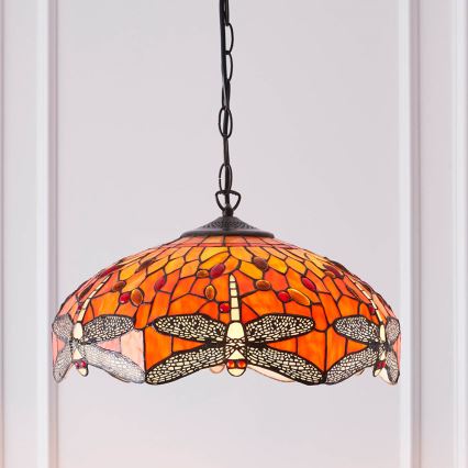 Endon 64081 - Полилей на верига Tiffany DRAGONFLY 3xE27/60W/230V Ø 41 см
