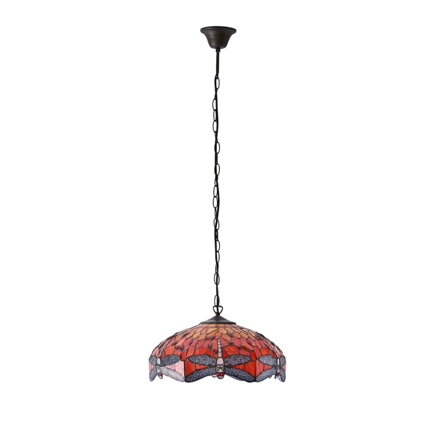 Endon 64081 - Полилей на верига Tiffany DRAGONFLY 3xE27/60W/230V Ø 41 см