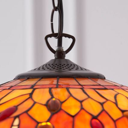 Endon 64081 - Полилей на верига Tiffany DRAGONFLY 3xE27/60W/230V Ø 41 см