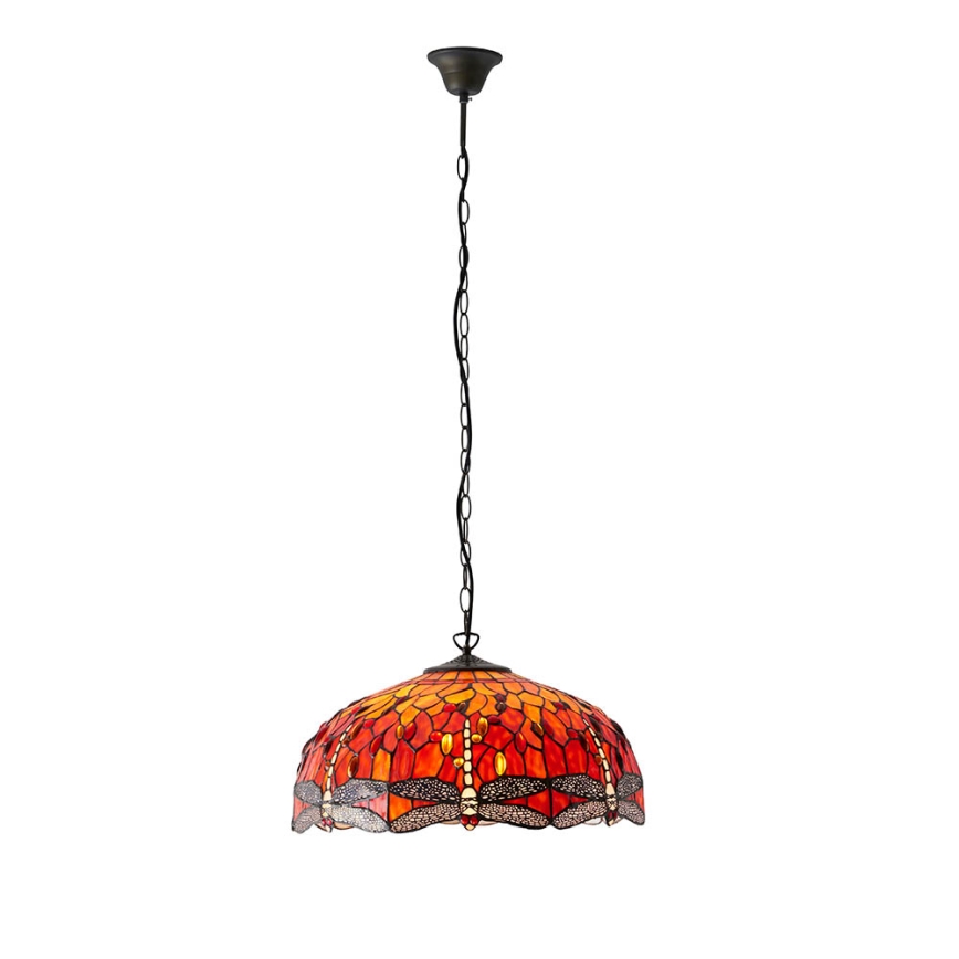 Endon 64082 - Полилей на верига Tiffany DRAGONFLY 3xE27/60W/230V Ø 50 см