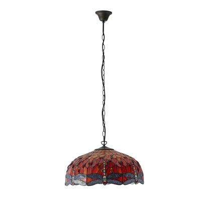 Endon 64082 - Полилей на верига Tiffany DRAGONFLY 3xE27/60W/230V Ø 50 см