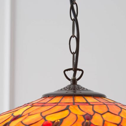 Endon 64082 - Полилей на верига Tiffany DRAGONFLY 3xE27/60W/230V Ø 50 см