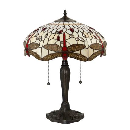 Endon 64085 - Настолна лампа Tiffany DRAGONFLY 2xE27/60W/230V, диаметър 41 cm