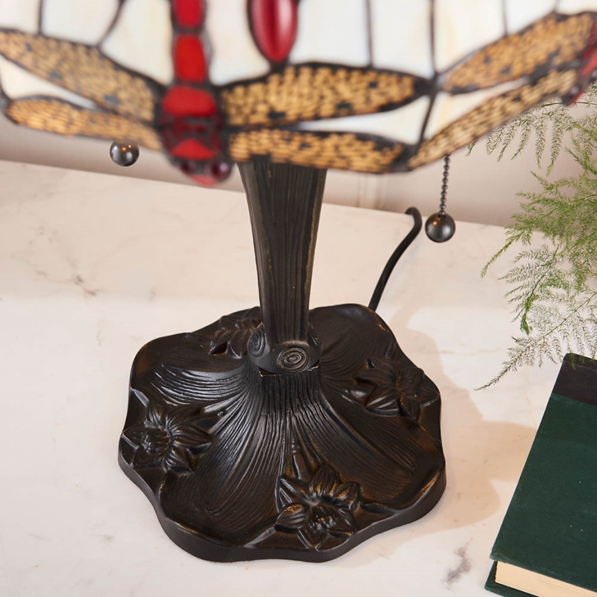 Endon 64086 - Настолна лампа Tiffany DRAGONFLY 2xE27/60W/230V Ø 30 см