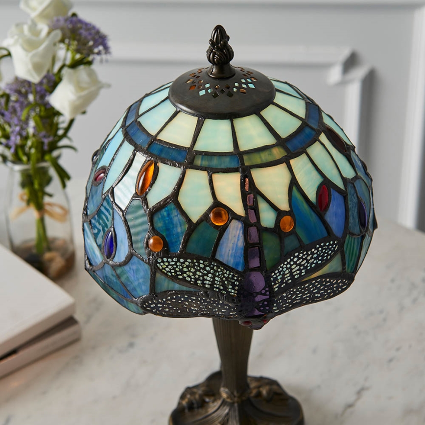 Endon 64088 - Настолна лампа Tiffany DRAGONFLY 1xE14/7W/230V Ø 20 см