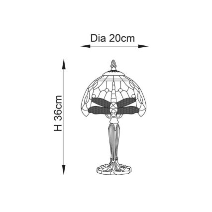 Endon 64088 - Настолна лампа Tiffany DRAGONFLY 1xE14/7W/230V Ø 20 см
