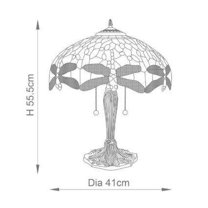 Endon 64089 - Настолна лампа Tiffany DRAGONFLY 2xE27/60W/230V, диаметър 41 см