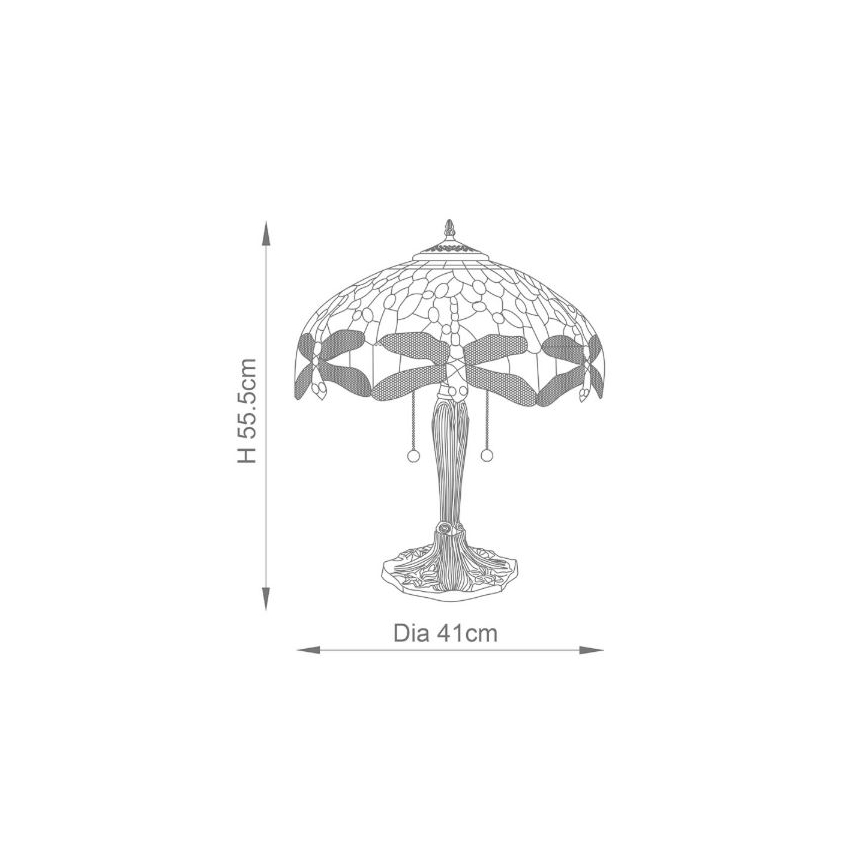 Endon 64089 - Настолна лампа Tiffany DRAGONFLY 2xE27/60W/230V, диаметър 41 см