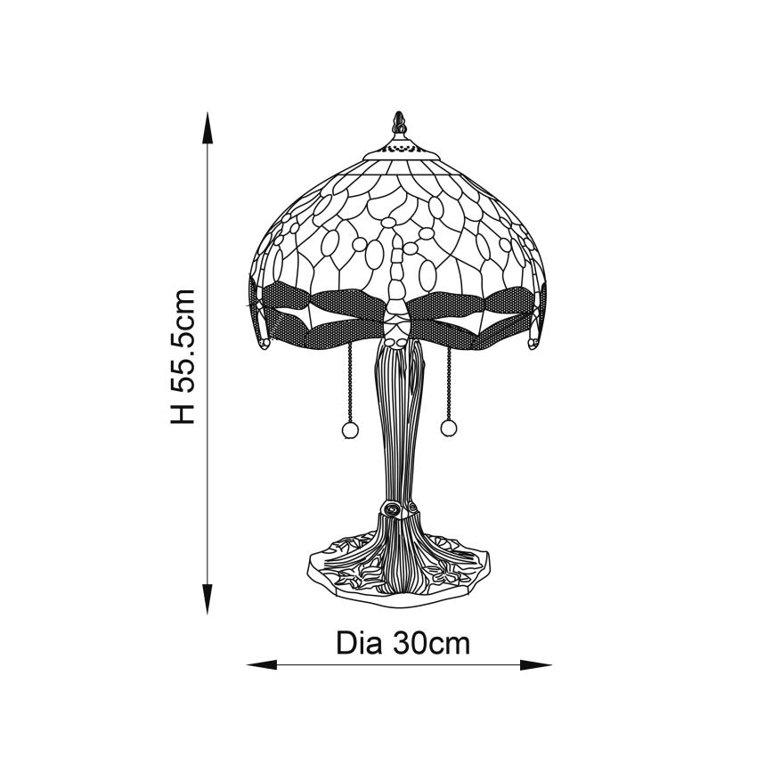 Endon 64090 - Настолна лампа Tiffany DRAGONFLY 2xE27/60W/230V, Ø 30 см
