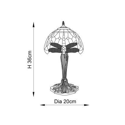 Endon 64091 - Настолна лампа Tiffany DRAGONFLY 1xE14/7W/230V диаметър 20 см