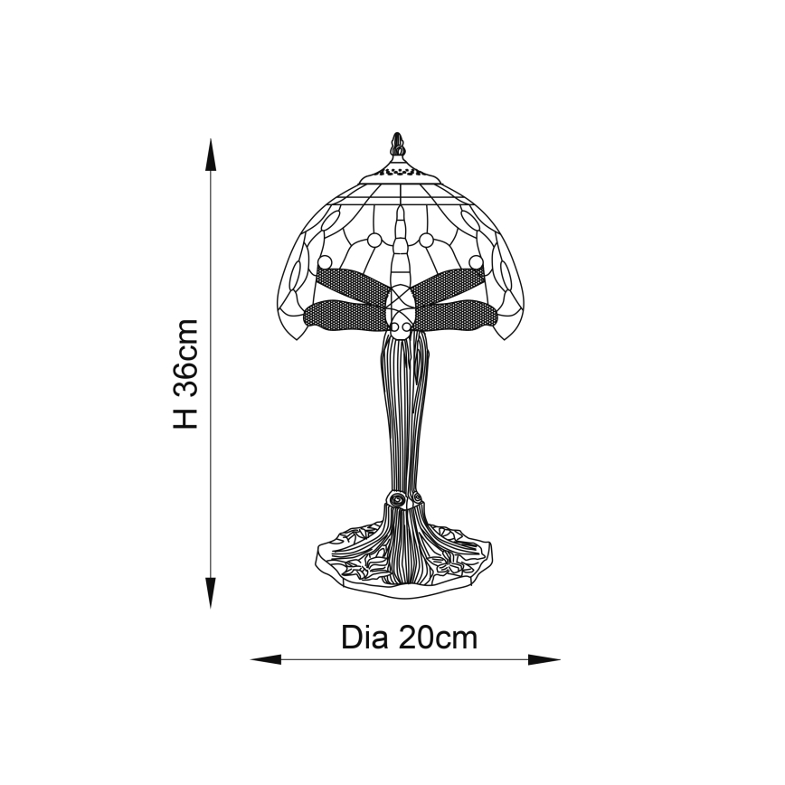 Endon 64091 - Настолна лампа Tiffany DRAGONFLY 1xE14/7W/230V диаметър 20 см