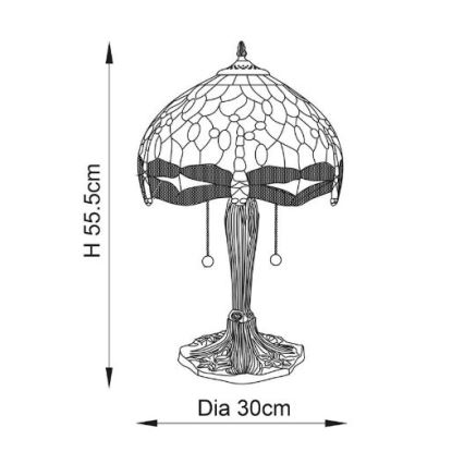 Endon 64092 - Настолна лампа DRAGONFLY 2xE27/60W/230V, диаметър 30 см