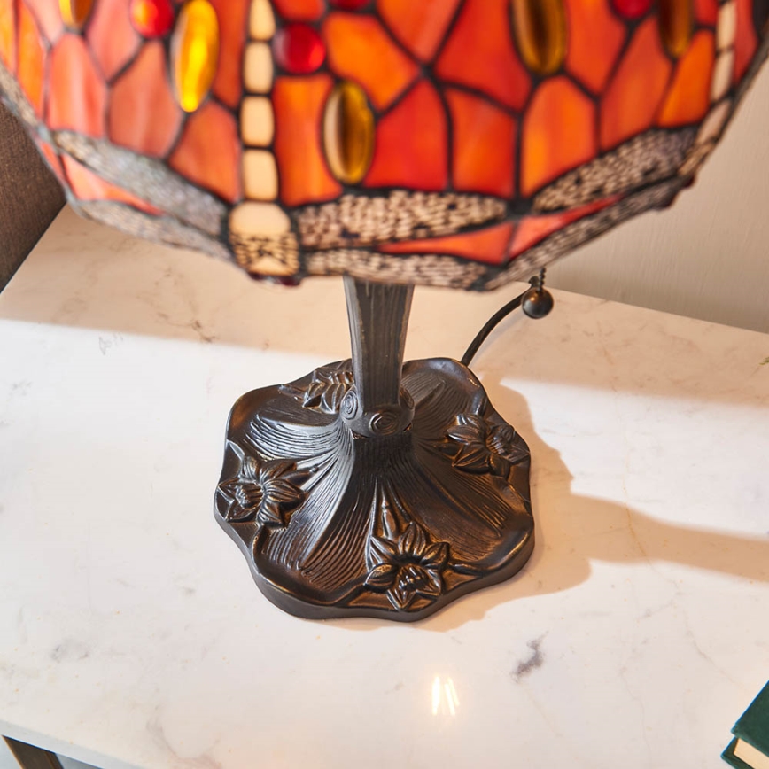 Endon 64092 - Настолна лампа Tiffany DRAGONFLY 2xE27/60W/230V Ø 30 см