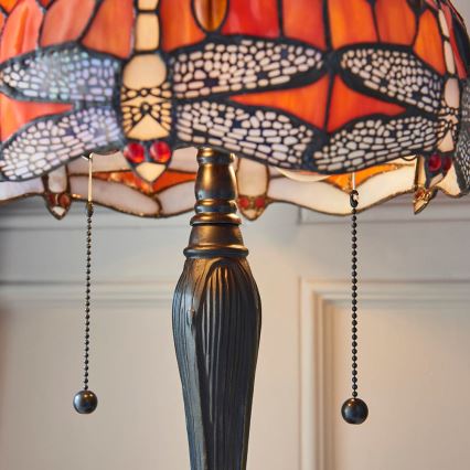 Endon 64092 - Настолна лампа Tiffany DRAGONFLY 2xE27/60W/230V Ø 30 см