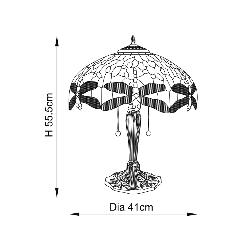 Endon 64093 - Настолна лампа DRAGONFLY 2xE27/60W/230V Ø 41 cm