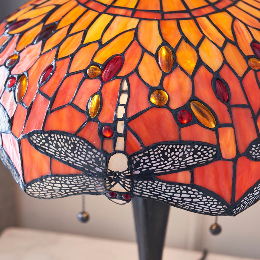 Endon 64093 - Настолна лампа Tiffany DRAGONFLY 2xE27/60W/230V диаметър 41 см