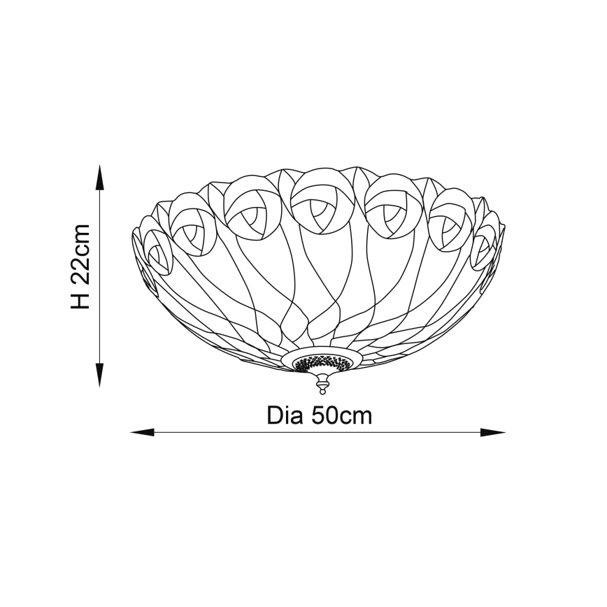 Endon 64173 - Тифани плафон HUTCHINSON 2xE27/60W/230V Ø 50 см
