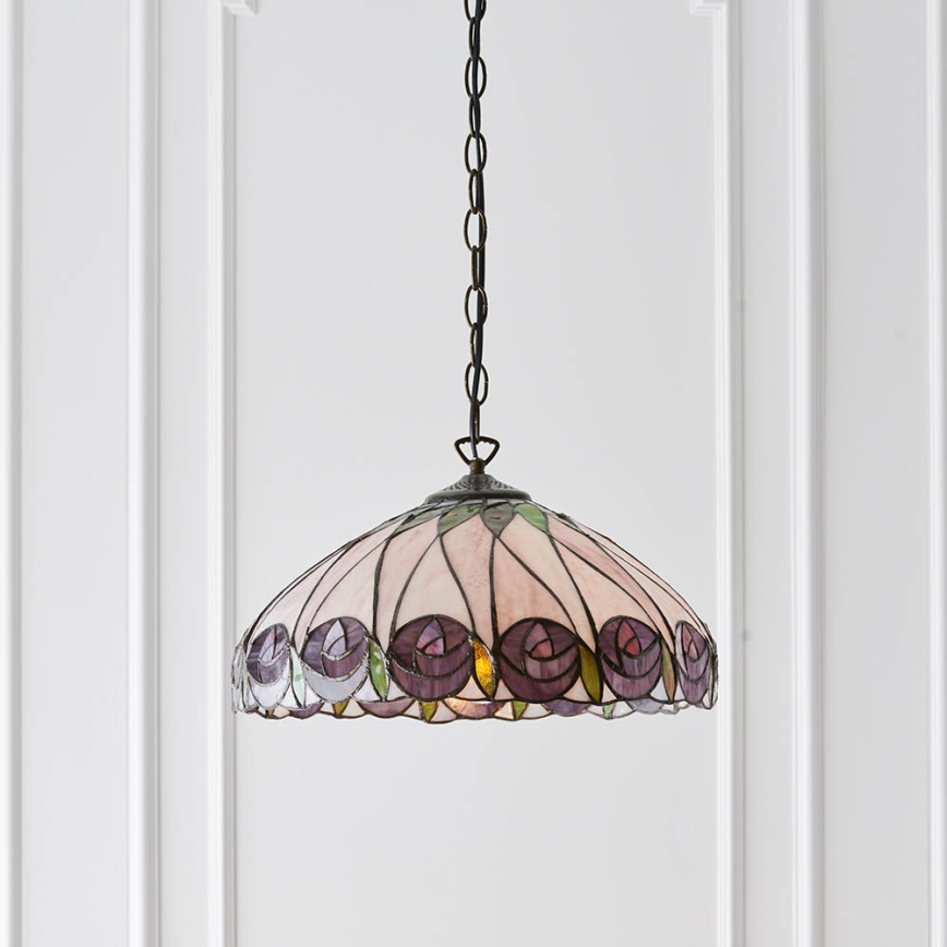 Endon 64176 - Полилей на верига Tiffany HUTCHINSON 1xE27/60W/230V диам. 40 см