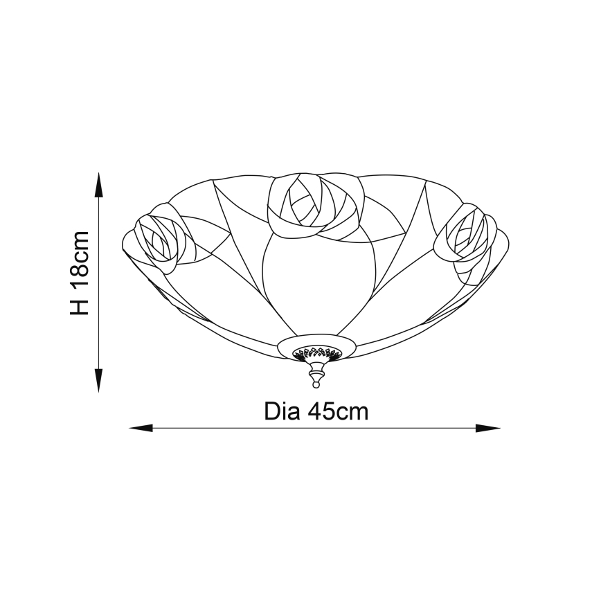 Endon 64182 - Таванно осветително тяло Tiffany INGRAM 2xE27/60W/230V, диаметър 45 см