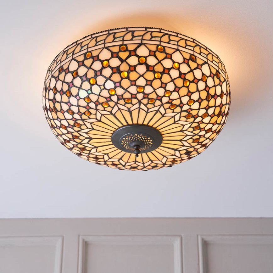 Endon 64276 - Таванно осветително тяло Tiffany MILLE FEUX 2xE27/60W/230V, Ø 45 см