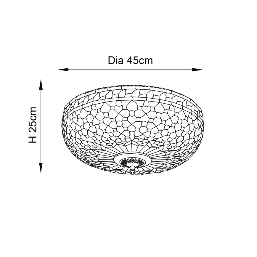 Endon 64276 - Таванно осветително тяло Tiffany MILLE FEUX 2xE27/60W/230V, Ø 45 см