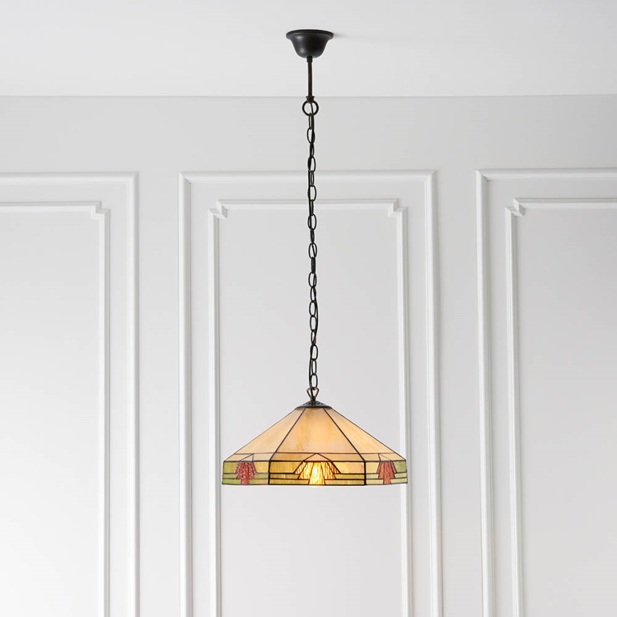 Endon 64285 - Полилей с верига Tiffany NEVADA 1xE27/60W/230V с диаметър 35 см