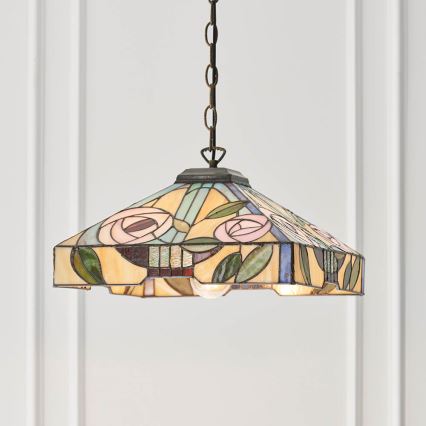 Endon 64385 - Полилей с верига Tiffany WILLOW 1xE27/60W/230V, диаметър 35 см