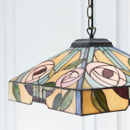 Endon 64385 - Полилей с верига Tiffany WILLOW 1xE27/60W/230V, диаметър 35 см