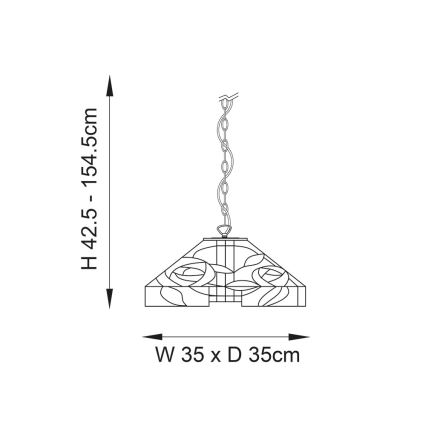 Endon 64385 - Полилей с верига Tiffany WILLOW 1xE27/60W/230V, диаметър 35 см