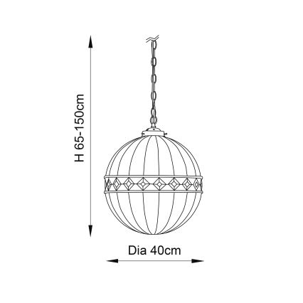 Endon 67045 - Пендел FARGO 1xE27/60W/230V Ø 40 cm