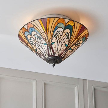Endon 70241 - Таванно осветително тяло Tiffany HECTOR 2xE27/60W/230V Ø 40 см