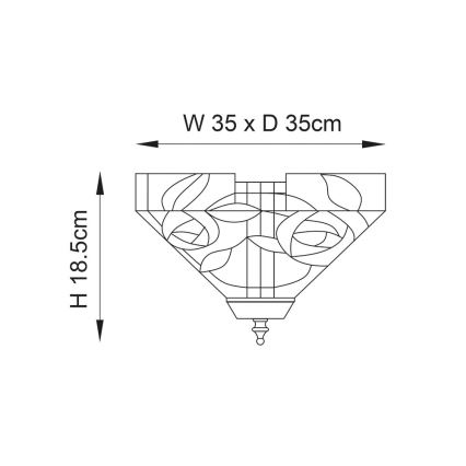 Endon 70699 - Таванно осветително тяло Tiffany WILLOW 2xE27/60W/230V 35x35 см