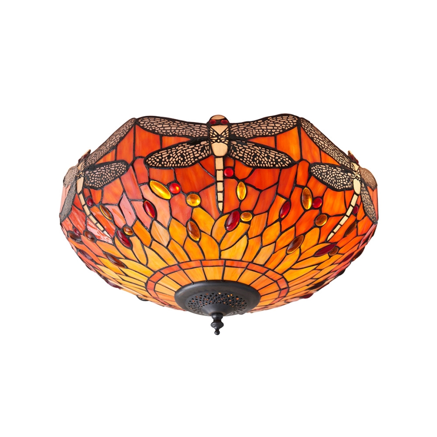Endon 70721 - Плафон Tiffany DRAGONFLY, 2x E27/60W/230V, диаметър 41 см