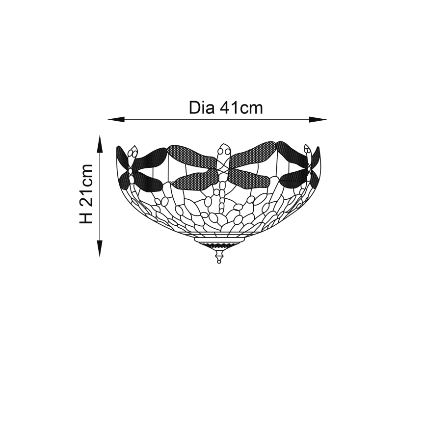 Endon 70722 - Таванно осветително тяло Tiffany DRAGONFLY 2xE27/60W/230V, Ø 41 см