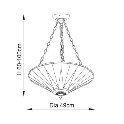 Endon 70754 - Пендел DARK STAR 3xE27/60W/230V Ø 49 cm