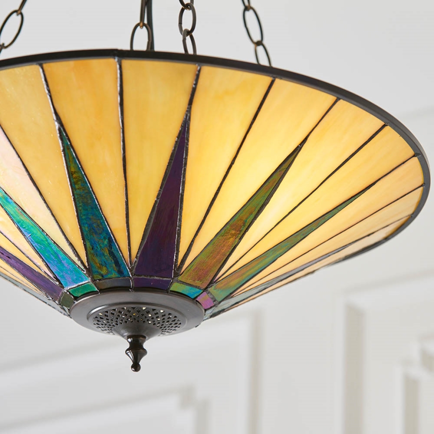 Endon 70754 - Полилей с верига Tiffany DARK STAR, 3xE27/60W/230V, Ø 49 см