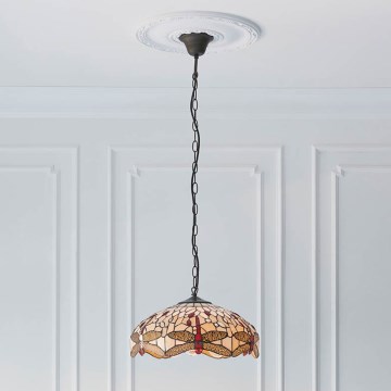 Endon 70824 - Полилей на верига Tiffany DRAGONFLY 3xE27/60W/230V Ø 41 см