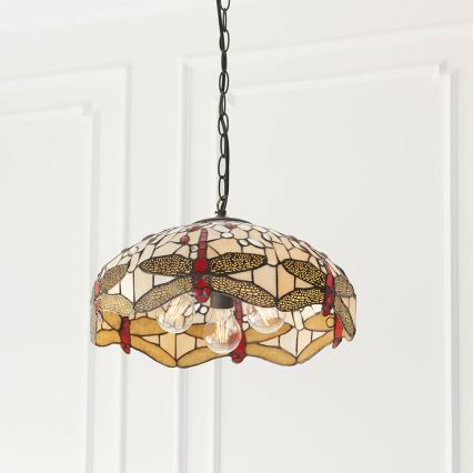 Endon 70824 - Полилей на верига Tiffany DRAGONFLY 3xE27/60W/230V Ø 41 см