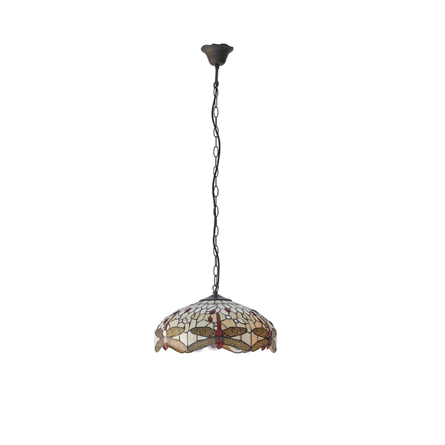 Endon 70824 - Полилей на верига Tiffany DRAGONFLY 3xE27/60W/230V Ø 41 см