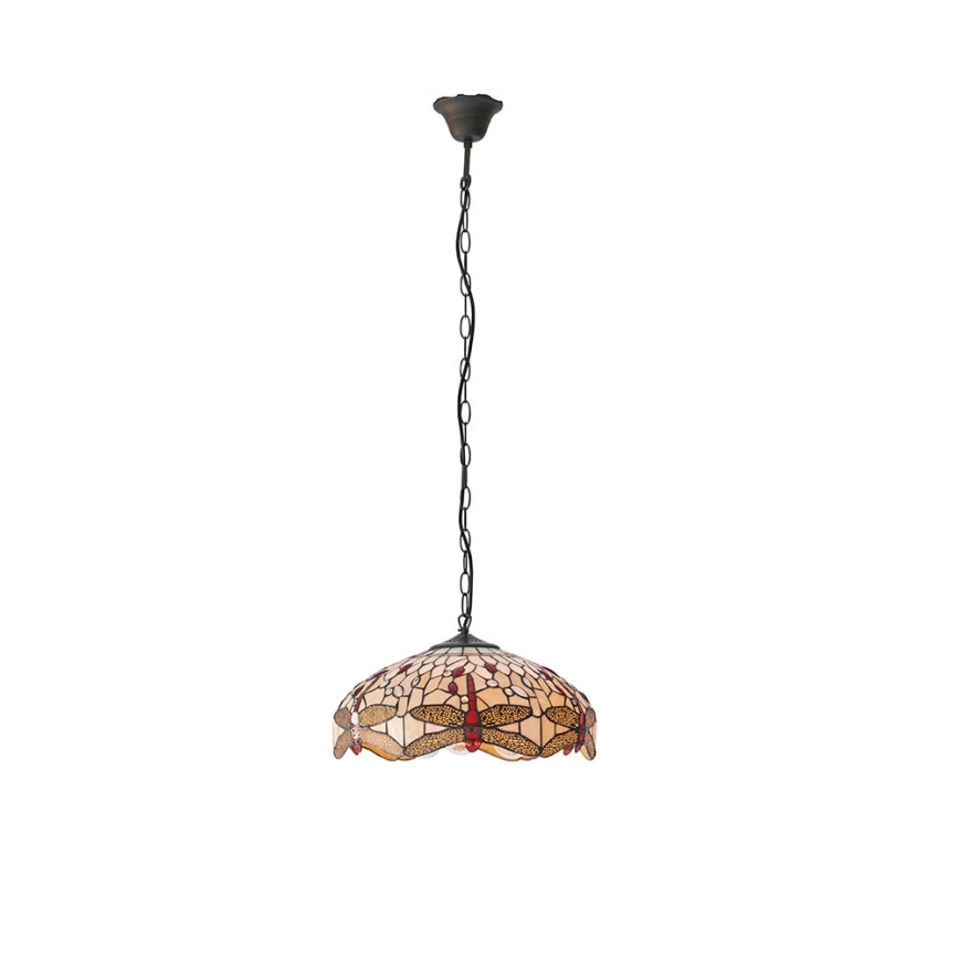 Endon 70824 - Полилей на верига Tiffany DRAGONFLY 3xE27/60W/230V Ø 41 см
